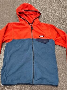 Patagonia Kid's MicroD Snap-T Fleece Zip Jacket Sz L 12 Blue Sumac Red 65465
